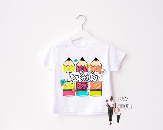 Girls Custom Name Pencil