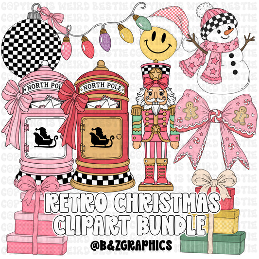 Retro Christmas Clipart Bundle